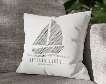 Sailboat Design Nautical Pillow Covers,Sailing Gifts For Sailors,Summer Pillow,Beach House Pillow,Sailboat Pillow (Pillow not included)
