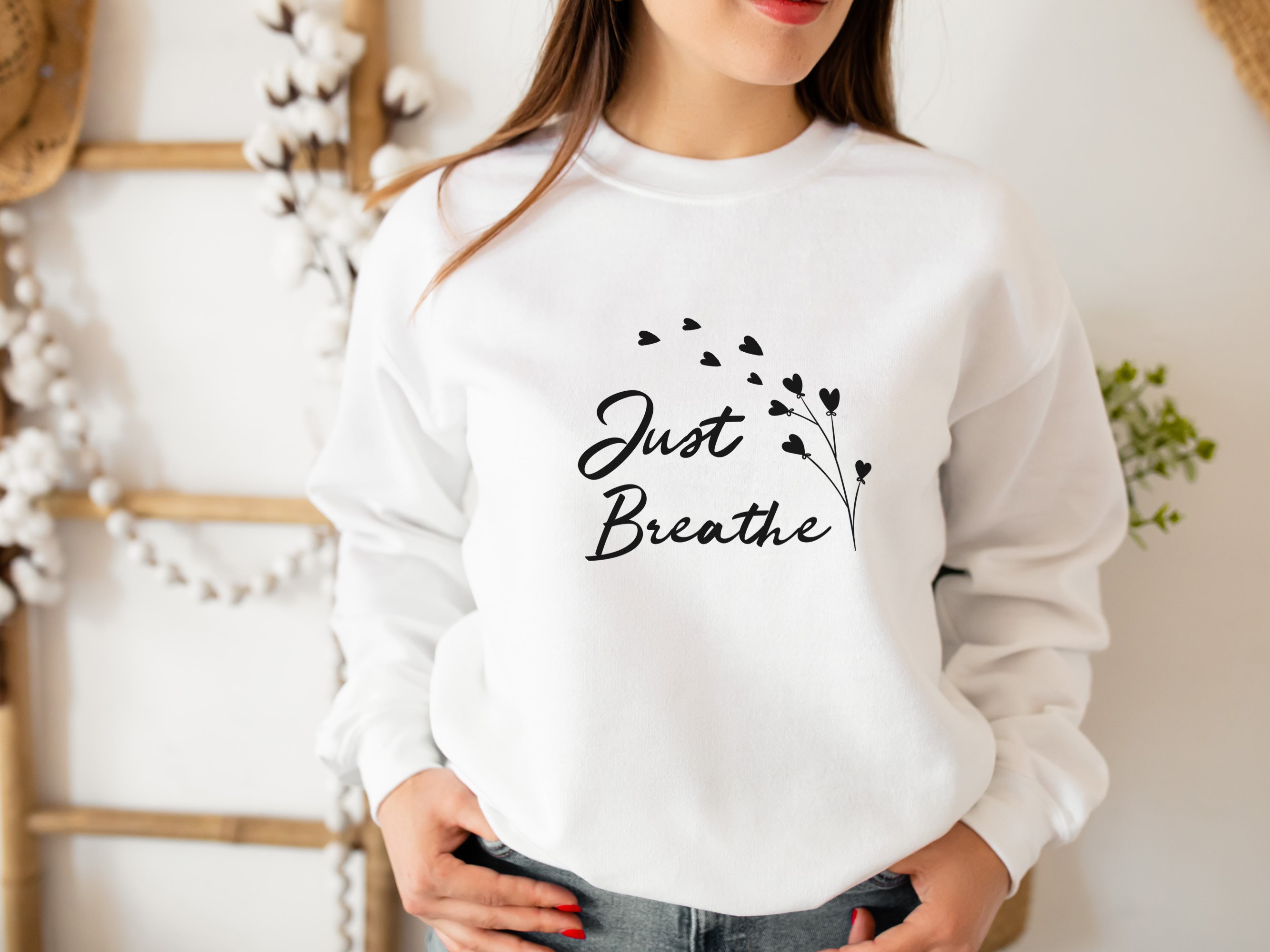 Just Breath Shirt Positive Sweatshirt Women Mental Health - Etsy New ...