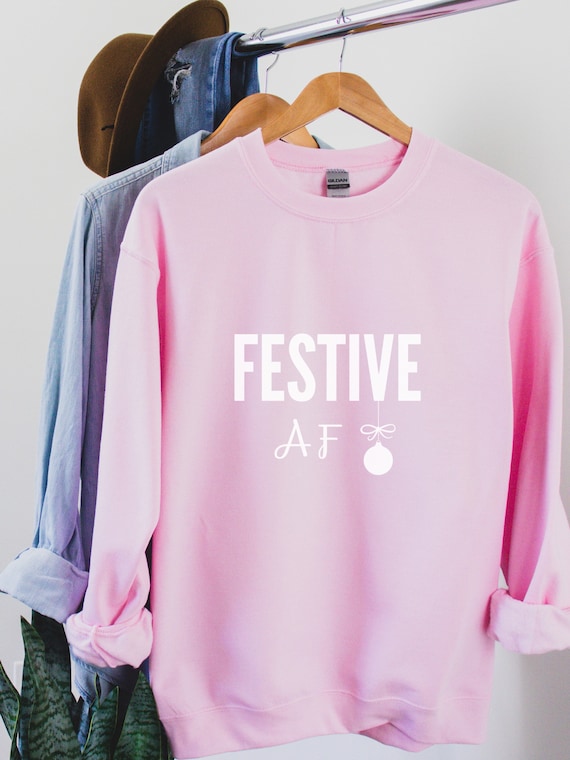 Christmas Sweatshirt, Funny Christmas Shirts for Women, Christmas Gifts for  Women Festive AF Shirt, Christmas Crewneck Holiday Apparel 