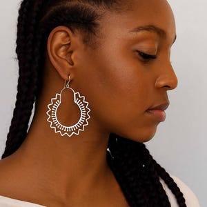Silver Mandala Dangle Earrings, Boho Drop Earrings for Women, Handmade Mandala Jewelry, Spiritual Festival Earrings, Gift for Her