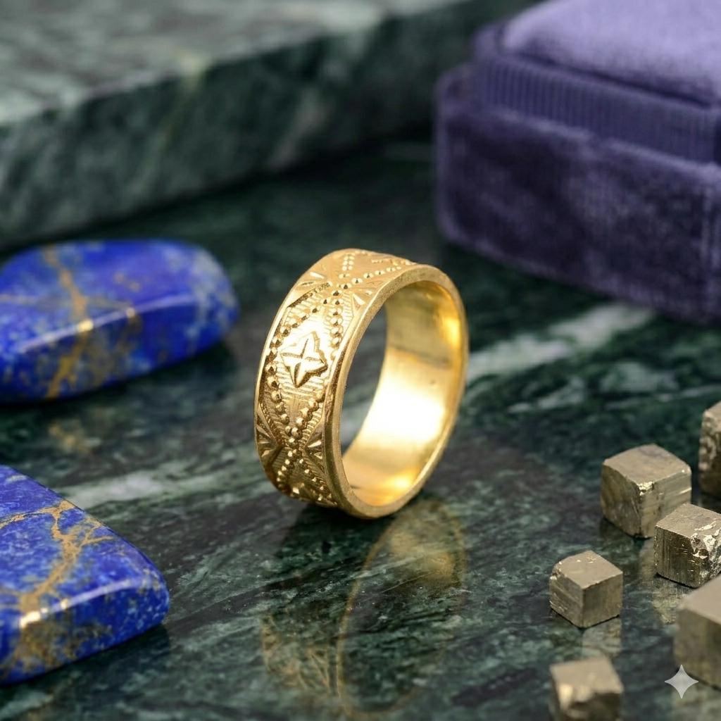 Textured Brass Wedding Band, Handmade Anniversary Ring - Etsy