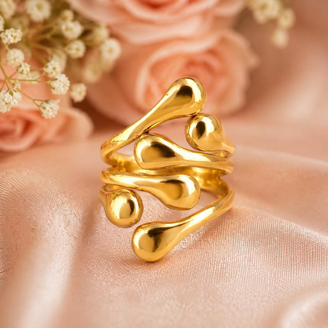 Adjustable Brass Full Finger Ring: Bohemian Modern Chunky Jewelry - Etsy