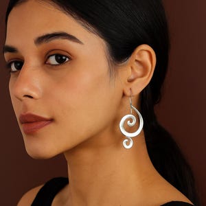 Handcrafted Brass Spiral Dangle Earrings: Boho Tribal Jewelry