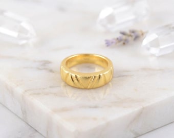 Handmade Brass Ring: Boho Ethnic Band, Vintage Gold Finish