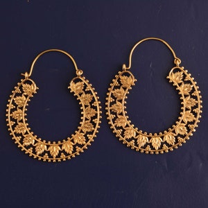 Brass Hoop Earrings, Handmade Boho Hoops, Large Statement Earrings, Unique Ethnic Jewelry, Modern Brass Earrings,Tribal Earrings