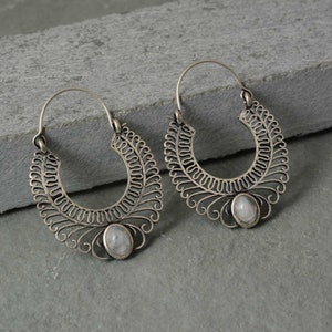 Moonstone Silver Earrings | Handmade Dangle Earrings | Boho Gemstone Jewelry | Gift for Her | June Birthstone Earrings