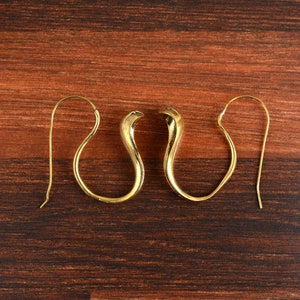 Handmade Tribal Snake Earrings, Brass Snake Hoop Earrings, Boho Statement Jewelry, Unique Gift for Her, Festival Earrings, Ethnic Jewelry