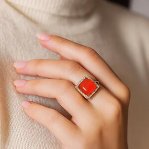Carnelian Stone Gold Ring,Natural Carnelian Gemstone Silver Ring,Every Day Ring,Gold filled Ring,Dainty Gold Ring,Statement Ring