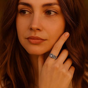 Vintage Silver Heart Ring – Boho Adjustable Band, Antique Style Women’s Jewelry, Rustic Promise Ring, Unique Gift for Her