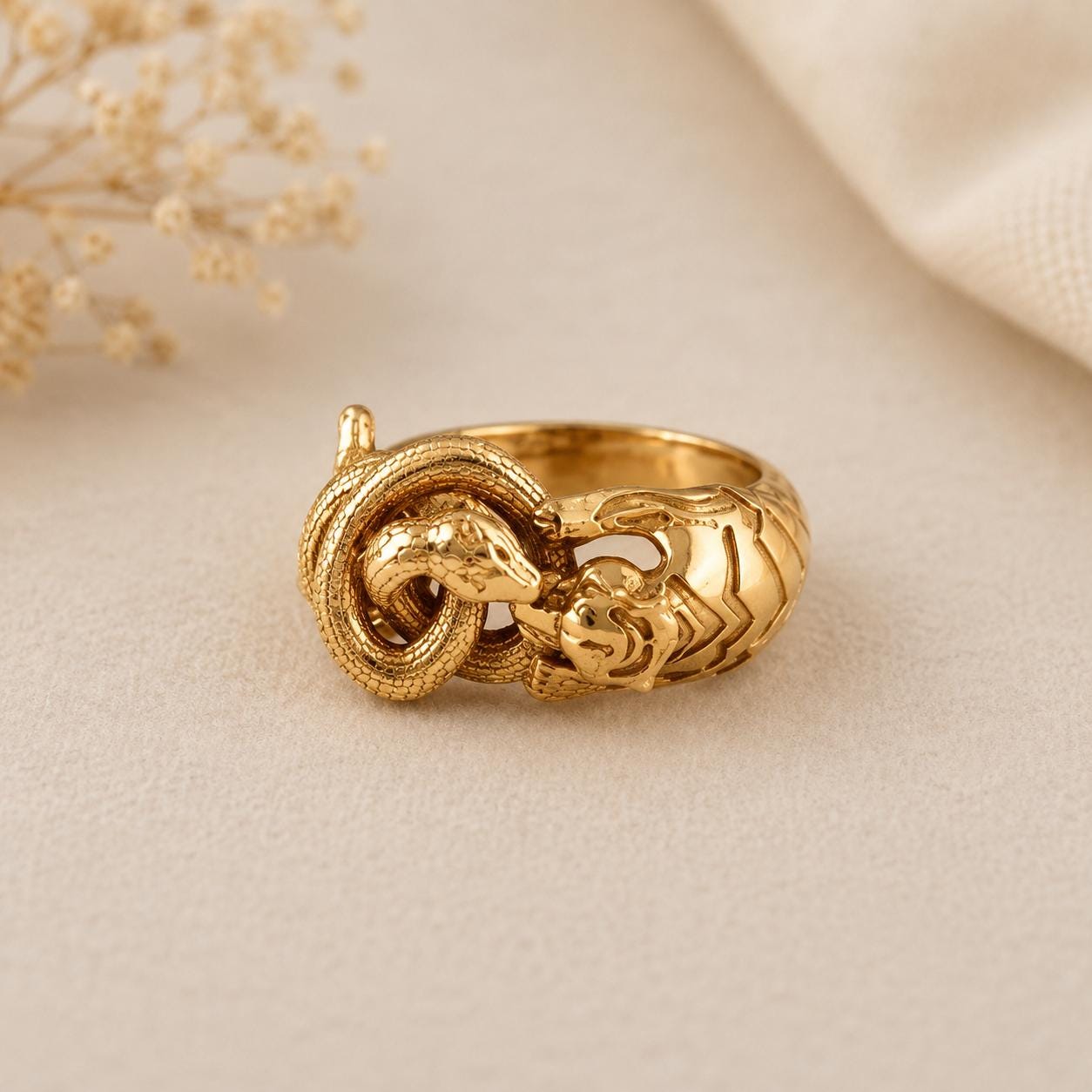 Brass Snake Mongoose Ring: Boho Tribal Animal Jewelry - Etsy