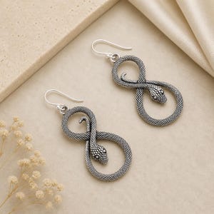 Silver Snake Dangle Earrings: Gothic Serpent, Witchy Boho Jewelry