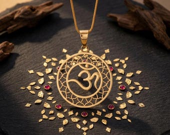 Sterling Silber Yoga Ohm Halskette - buddhistischer Schmuck