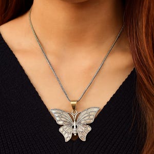 Brass Butterfly Pendant Necklace: Boho Animal Jewelry