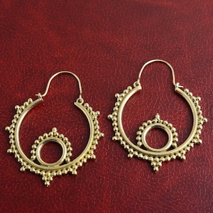 Brass Hoop Earrings for Women, Handmade Boho Hoops, Minimalist Statement Earrings, Everyday Brass Jewelry, Lightweight Festival Hoops