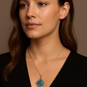 Handmade Copper Turquoise Pendant Necklace: Sterling Silver Bezel