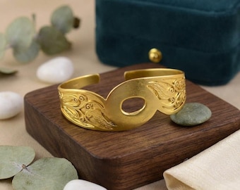 Gold Plated Hammered Cuff Bangle: Infinity Design Bridal Bangle