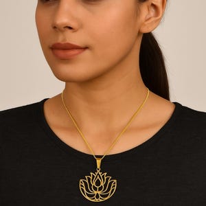 Spritiual Flower Necklace , Gift for Yoger, Elegant Lotus Pendant , Lotus Flower Gift , Lotus Flower Necklace, Sterling Silver Lotus Jewelry