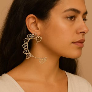 Tribal Ear Cuff Earpiece Brass Bohemian Jewelry Brass Ear Cuff Ear Wrap Ear Cuff Tribal Ear Jewelry Ear Climber Modern Earrings