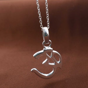 Om Necklace in Sterling Silver, Aum Pendant, Om Necklace, Yoga inspired Om Charm, Spiritual Jewelry, Dainty Om Necklace, Spiritual Jewelry