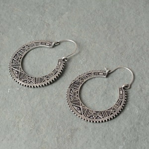 Handmade Tribal Hoop Earrings, Brass Ethnic Earrings, Boho Statement Jewelry, Unique Gift for Her, Festival Earrings, Bold Brass Hoops