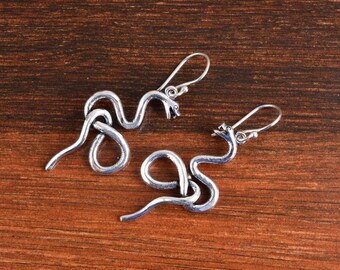 Silver Snake Huggie Earrings: Hippie Indie Jewelry