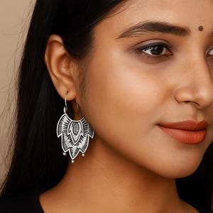 Silver Hoop Earrings - Modern Design Hoops - Minimalist Sterling Silver Jewelry - Lightweight Everyday Earrings - Gift for Her