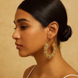 Circular Tantrums Gold-Plated Handmade Brass Hoop Earrings- Brass  Earrings - Hoop Earrings For Girls - Tribal Hops Women Earrings