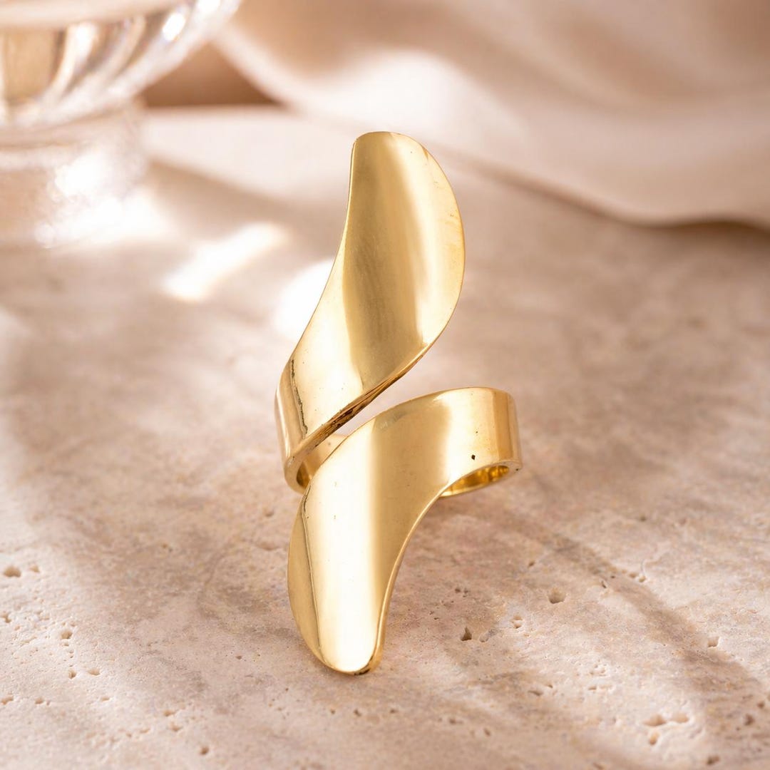 Adjustable Brass Full Finger Ring: Bohemian Modern Jewelry - Etsy