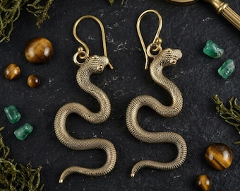Handgemachte Messing Schlange Ohrringe: Boho Tribal Schlangen Schmuck