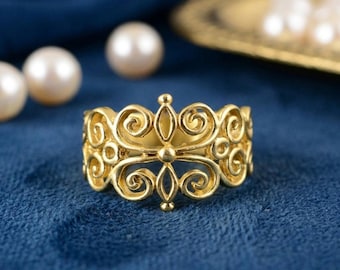 Handmade Brass Filigree Ring: Vintage Boho Flower Statement Ring