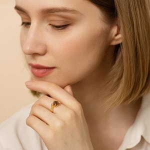 Handmade Smoky Quartz Brass Ring: Boho Gemstone Statement Jewelry