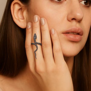 Snake Ring | Designer Serpent Ring | Adjustable Gothic Snake Jewelry | Gold Plated Brass Ring | Unique Gift for Her | Boho Statement Ring
