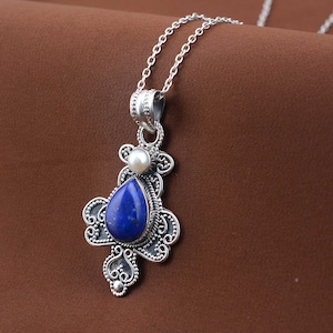 Lapis Lazuli Pendant, 925 Sterling Silver Pendant, Silver Pendant, Handmade Pendant, Silver Jewelry, Lapis Lazuli Jewelry, Gemstone Pendant