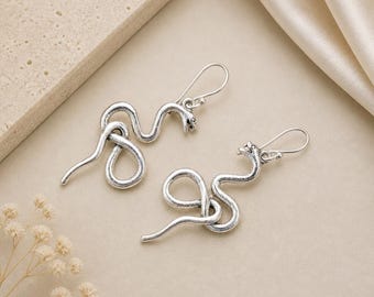 Silver Snake Huggie Earrings: Hippie Indie Jewelry