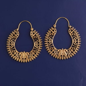 Fabulous Gold plated fabulous antique design handmade customized design hoops earring tribal ethnic earring belly dance jewelry