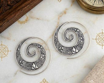 Kolczyki koła z mosiądzu w kształcie spirali: biżuteria w stylu plemiennym boho