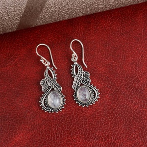 Mondstein baumeln Tropfen Ohrringe | Boho Edelstein Ohrringe | Handmade Silberschmuck | Juni Geburtsstein | Geschenk für Sie
