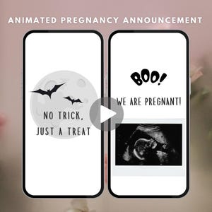 Annuncio di gravidanza di Halloween alla famiglia / Solo una piccola nota per dire che sono incinta / Scheda digitale animata per neonati