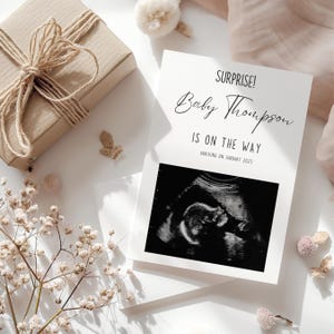 Schwangerschafts-Ultraschall-Ankündigungskarte für Familie und Eltern | Wir Erwarten Baby | Schwangerschaft enthüllen druckbare Karte