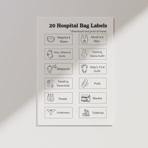 Maternity Hospital Bag Labels | Printable Organizer | Baby Planning and Preparation