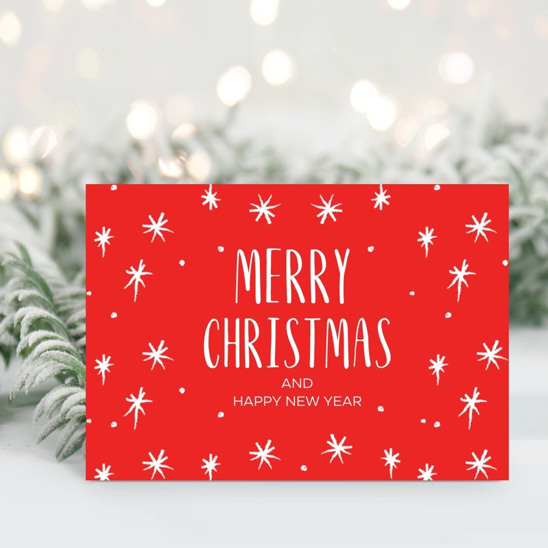 Printable Merry Christmas Card Template Merry and Bright Etsy