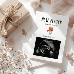 Faire-part d'échographie de grossesse de basket-ball au mari | Nous attendons un bébé | Carte imprimable "Révélations de grossesse"