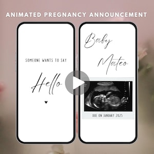 Schwangerschaftsankündigungsvideo an Ehemann | Jemand möchte gerne Hallo sagen | Baby Ultraschall animierte digitale Karte