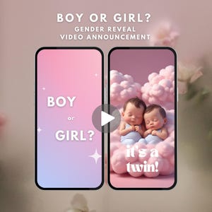 C'est une annonce vidéo révélant le sexe des TWIN BOYS | Carte animée Grossesse garçon ou fille | Faire-part bébé numérique avec audio
