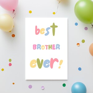 Tarjeta imprimible para hermano: el mejor hermano del mundo, felicitaciones y tarjeta de felicitación