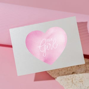 faire-part de bébé | C'est une fille | Faire-part de grossesse imprimable pour mari, amis, parents. je suis enceinte