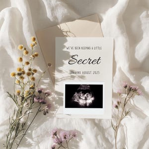 Schwangerschaftsankündigungskarte ein kleines Geheimnis | Baby Ultraschall druckbare Karte | Wir erwarten Baby