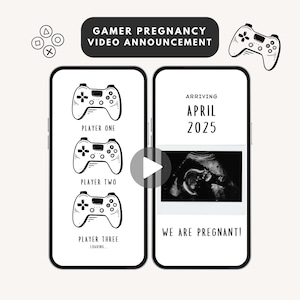 夫へのゲーム妊娠発表ビデオ | プレイヤー3赤ちゃんアニメーションデジタルカード | 妊娠したことをちょっとだけ伝えたい