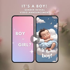 C'est une annonce vidéo révélant le genre GARÇON | Vidéo de grossesse | Faire-part bébé numérique avec audio
