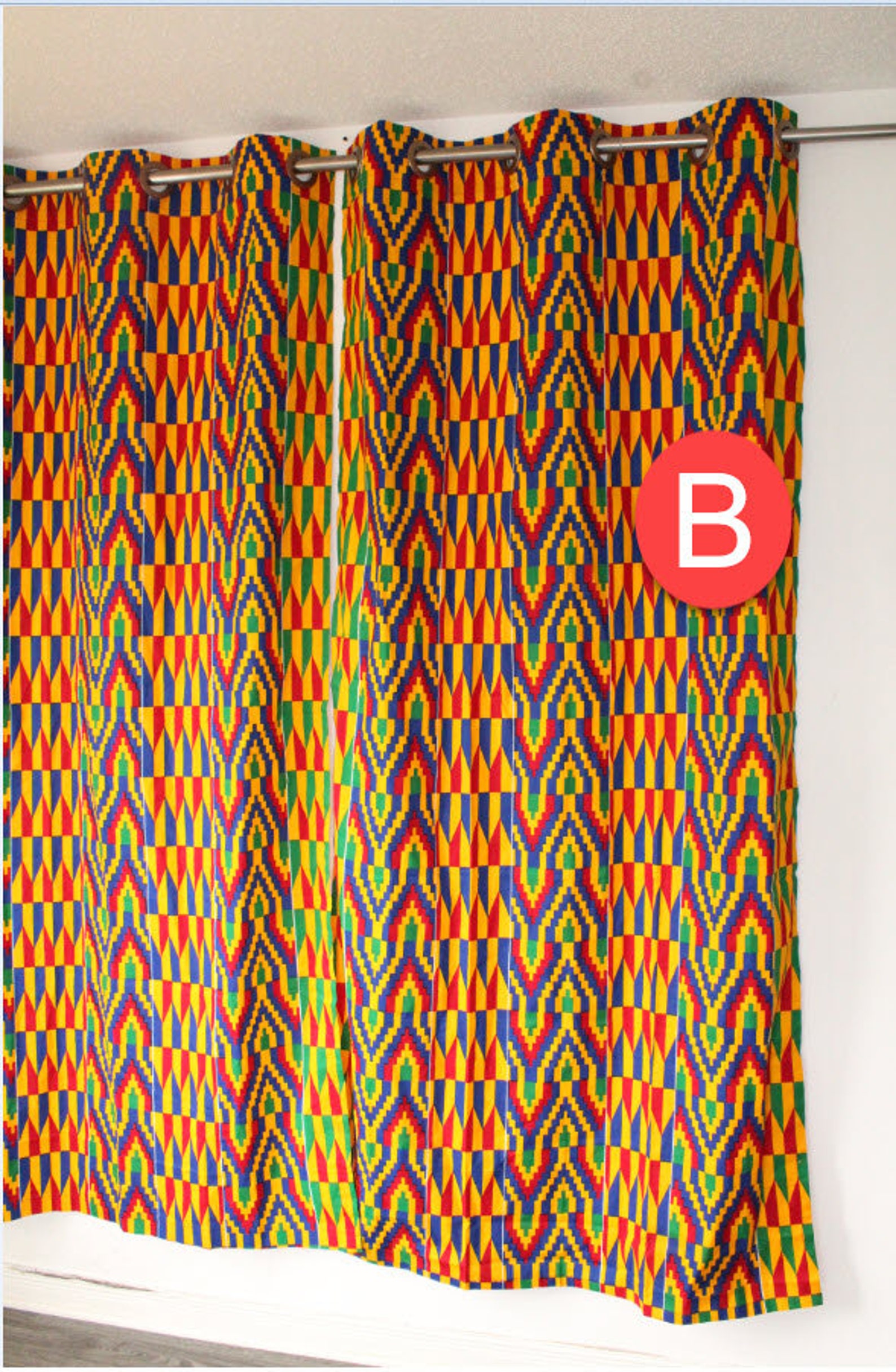 A pair of curtains in Kenté African printed cotton fabric Etsy